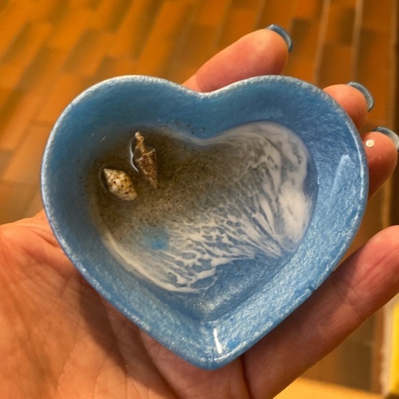 Hand Crafted Other - Hand crafted acrylic resin ocean themed heart shaped jewelry/ trinket tray